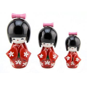 FQ marca mini lindo de madera artesanal kokeshi japonés baby doll